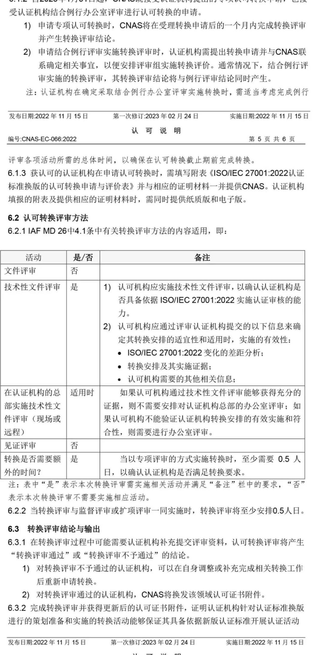 ISO/IEC  27001:2022 標準換版相關認可文件